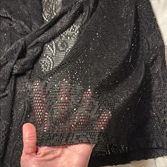 Black Tie Front 3/4 Sleeve Swim
Cover Up - Picture 3 of 8